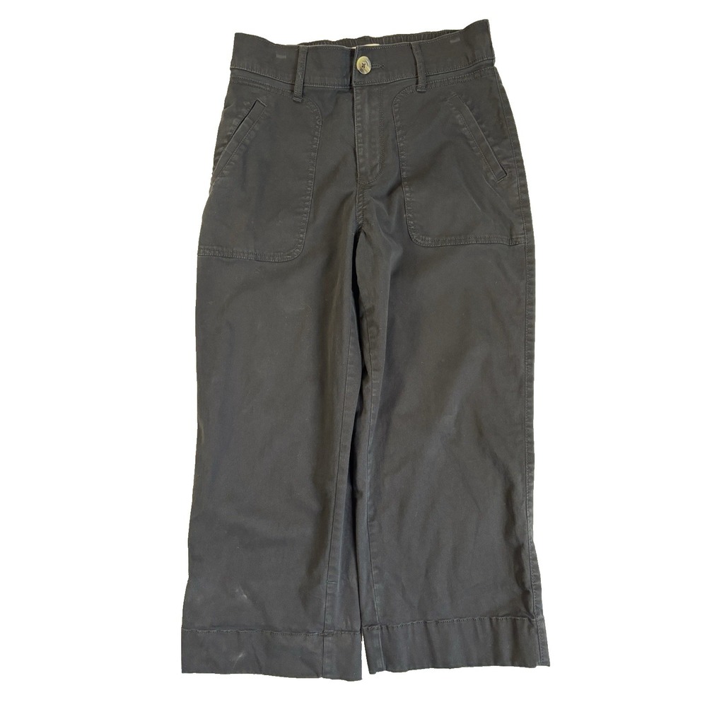 Sonoma Women's SP‎ Black High Waisted Cropped Wide Leg Pants BOHO Resort Travel